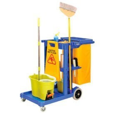 GLOBAL EQUIPMENT Janitor Cart Blue with 25 Gallon Vinyl Bag CA1700